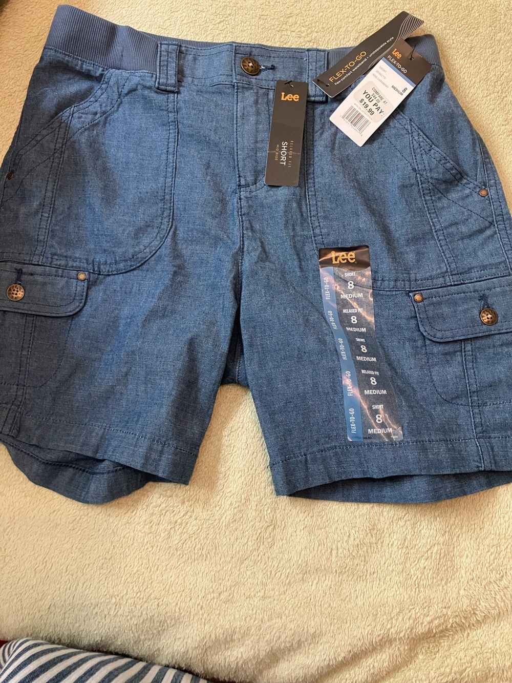 Lee women’s Denim-Look Blue Cargo Shorts